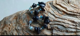 Pendientes Piedra Arenisca Azul y Plata
