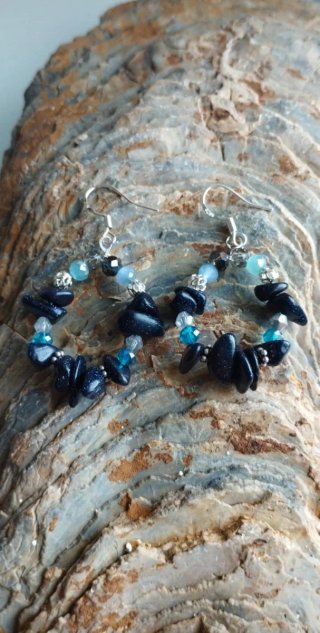 Pendientes Piedra Arenisca Azul y Plata