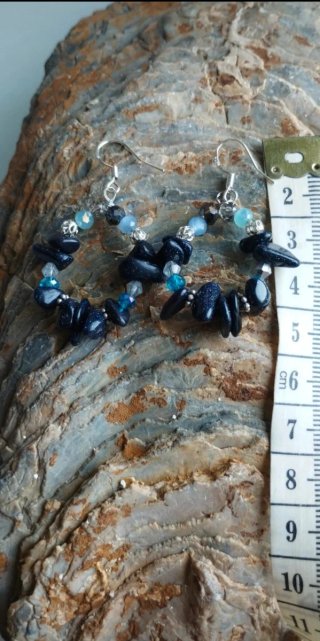 Pendientes Piedra Arenisca Azul y Plata