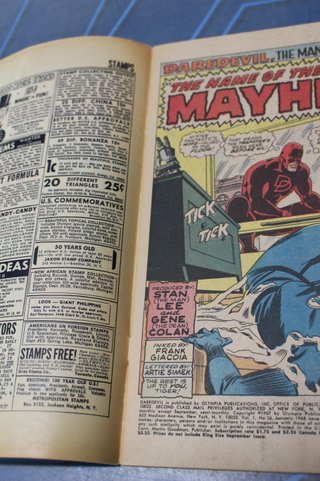 Marvel Comics. Daredevil #36, 1968. USA. "The name of the game is mayhem".