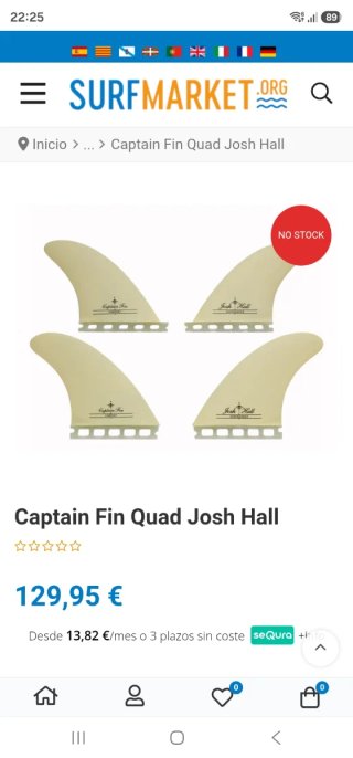Quillas Surf Quad Josh Hall Nuevas