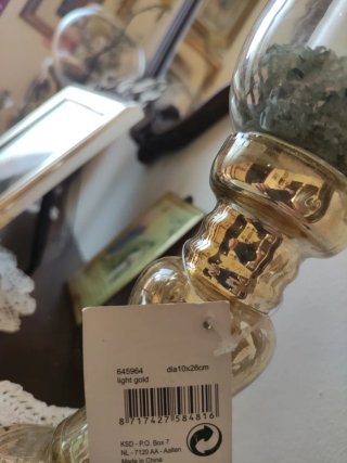 Portacandele oro trasparente vetro metallo