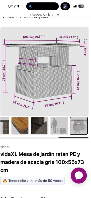 Tavolo Ratan e Legno per Terrazza/Giardino