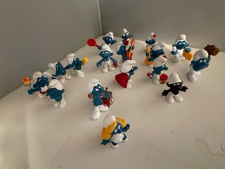Figuras Pitufos de Goma Colección Antigua