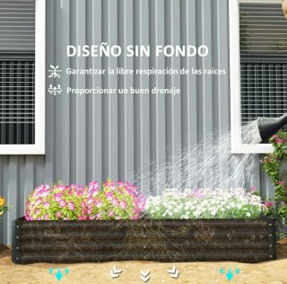 Jardinera Outsunny Acero Galvanizado Gris Oscuro