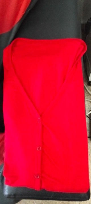 Chaqueta Larga Roja Botones y Bolsillos