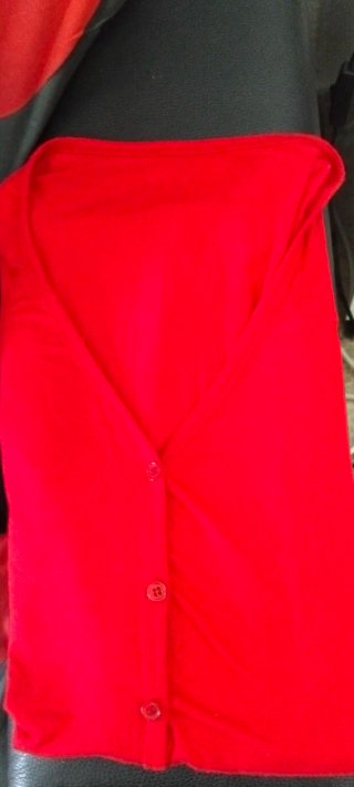Chaqueta Larga Roja Botones y Bolsillos