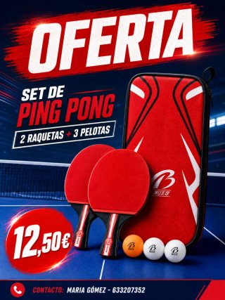 Ping Pong: 2 Raquetas + 3 Pelotas