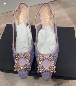 Zapatos Lodi fiesta morados y dorados