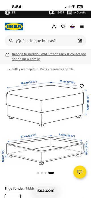 Puf KIVIK IKEA tela gris