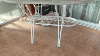 Mesa de terraza ovalada de piedra