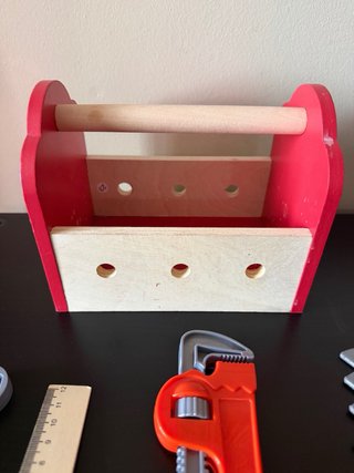 Caja de herramientas de juguete de madera