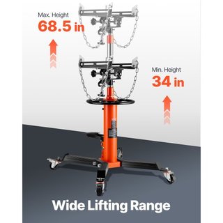 Gato de Transmisión, Gato Hidráulico Telescópico de 600 kg, Soporte de Gato de Piso de Elevación Alta de 81 -170 cm con Pedal de Pie, Rueda Giratoria de 360°, Gato Hidráulico de Transmisión para G...