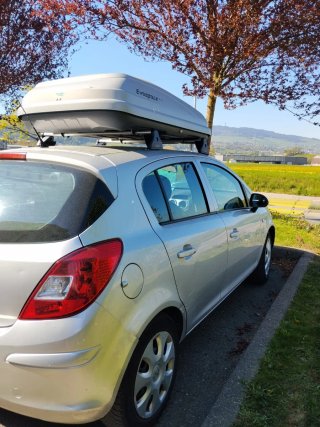 Cofre Techo Evospace 400s + Barras Opel Corsa Enjo