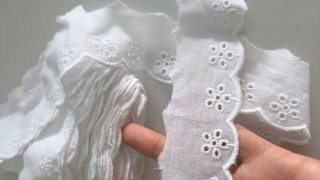 Tira bordada encaje costura algodón blanca, nueva