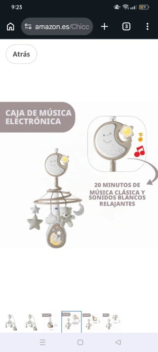 Carrusel móvil bebe cuna Chicco Next2Dreams 3 en 1