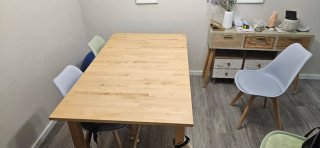 Mesa de comedor extensible de madera