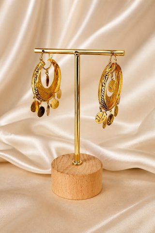 Pendientes aro con medallas oro 18kl SEV-TRA2385