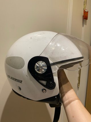 Casco integral blanco abatible
