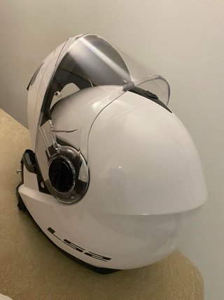 Casco integral blanco abatible