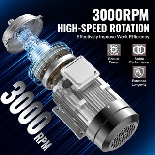 Motor Eléctrico de 1.5KW 3000 rpm, AC 230V/400V 9.5A/3.5A, 90L, Marco B3, Motor de Compresor de Aire 3-Fases, Eje Con Diente de 24mm, Rotación CW/CCW para Maquinaria Agrícola y Equipos Generales