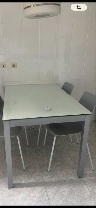 Mesa de cocina extensible cristal y metal