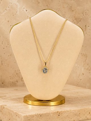 Cadena Colgante Aguamarina Oro 18kl SEV-TRA2386