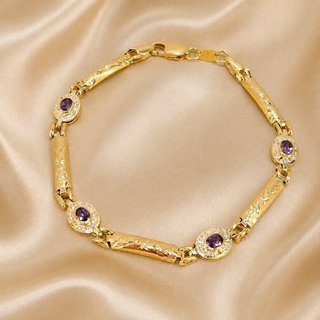 Pulsera Oro 18kl con piedras moradas SEV-TRA-2372