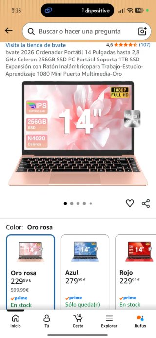 Portátil 14'' Rosa