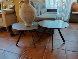 Conjunto Muebles Terraza: Sofá, Mesa Cristal y 2 m