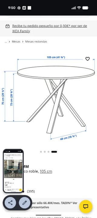 Mesa redonda madera roble IKEA
