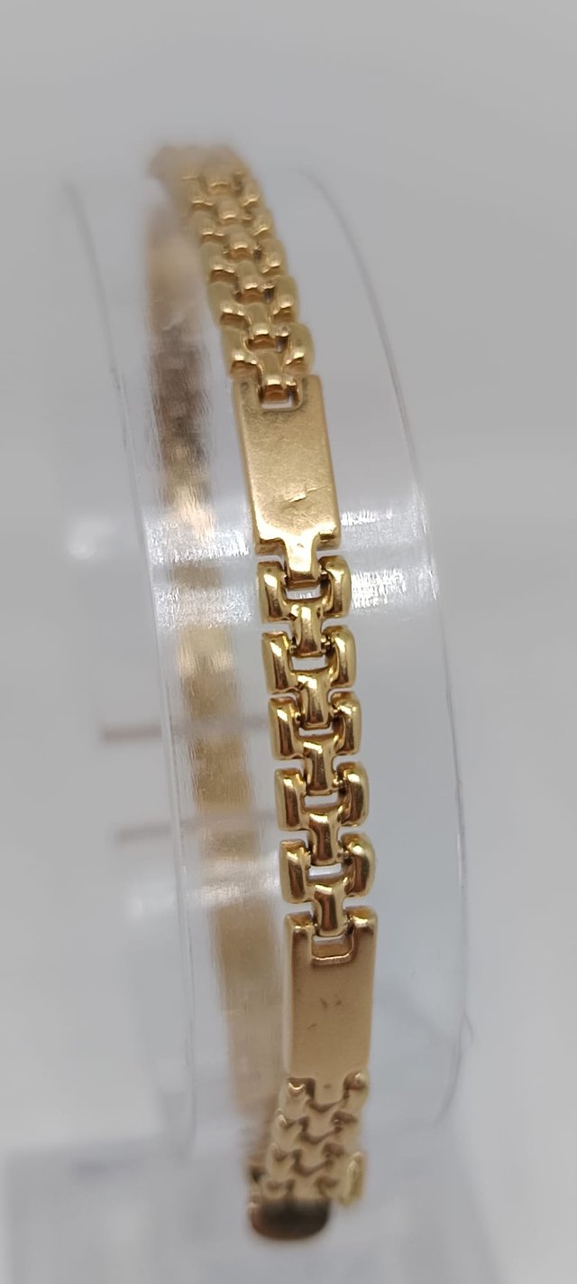 J-0876 Pulsera Oro 18K Eslabones Combinados