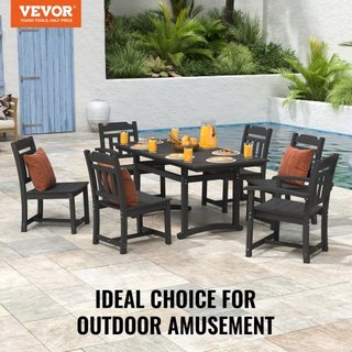 Conjunto de Comedor de Patio de 7 Piezas, Conjunto de Mesa y Sillas de Muebles Rectangulares para Exterior, Conjuntos de Muebles de Jardín para Todo Clima, Conjunto de Conversación de Patio HIPS, ...