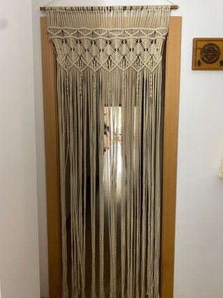 Cortina Macramé Boho Beige Algodón