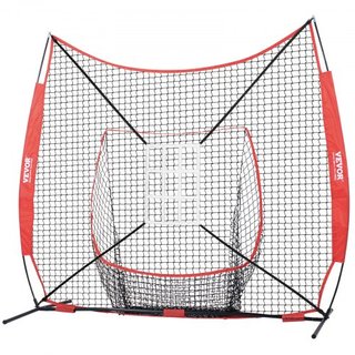 Red de práctica de béisbol y softbol de 7x7 pies, red de entrenamiento portátil para bateo, atrapada y lanzamiento, equipo de retención con marco de arco, bolsa de transporte, zona de strike, 12 p...