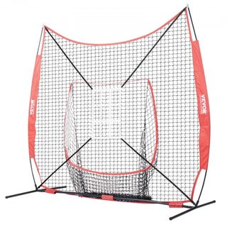 Red de práctica de béisbol y softbol de 7x7 pies, red de entrenamiento portátil para bateo, atrapada y lanzamiento, equipo de retención con marco de arco, bolsa de transporte, zona de strike, 12 p...