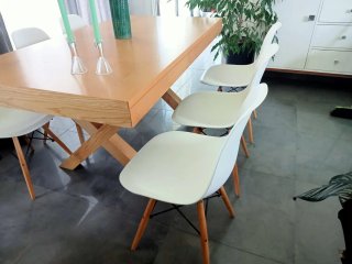 Juego de 6 Sillas Comedor Madera y Plástico