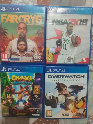 Lote 4 Juegos PS4: Far Cry 6, NBA 2K18, Crash, Ove