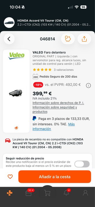 Faro delantero izquierdo xenon LED Audi A3