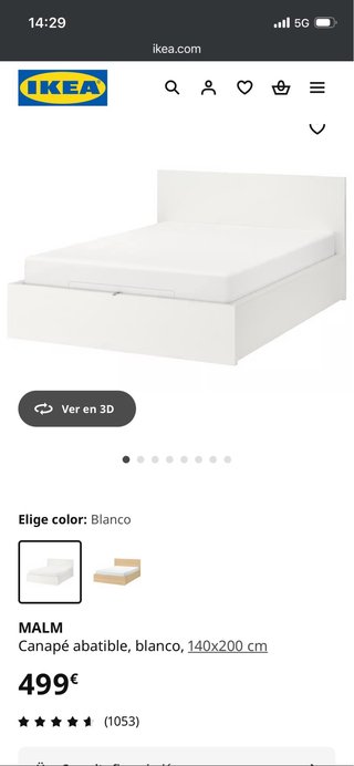 Cama Malm Ikea con Mesillas y Colchones