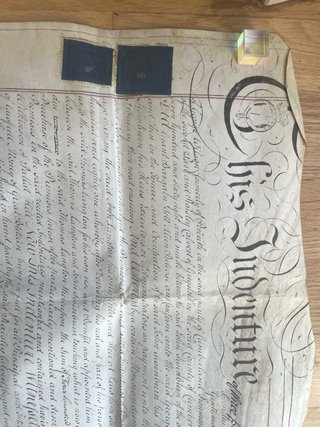 Pergamino Inglés Antiguo 1736 Sellos Cera