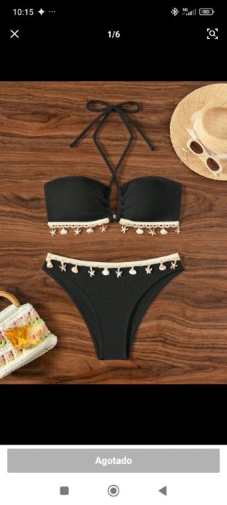 Bikini negro conchas y estrellas