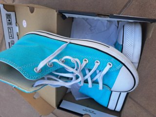 Converse plataforma turquesa y blancas