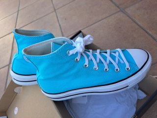 Converse plataforma turquesa y blancas