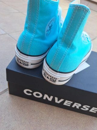Converse plataforma turquesa y blancas