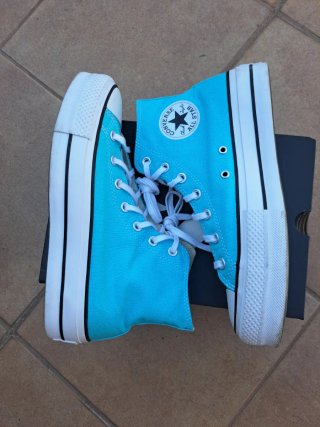 Converse plataforma turquesa y blancas