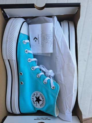 Converse plataforma turquesa y blancas