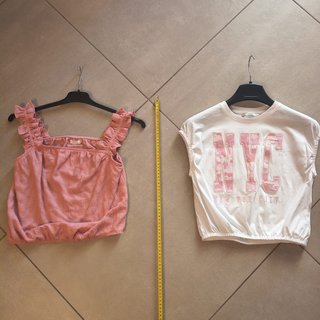 Set 2 Crop Top Bambina 12 Anni Estivo Rosa Bianco