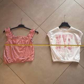 Set 2 Crop Top Bambina 12 Anni Estivo Rosa Bianco