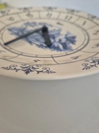 Reloj de pared cerámica azul y blanco